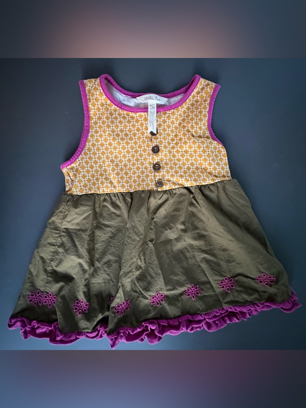 Matilda Jane Mustard, Olive & Magenta Sleeveless Top
